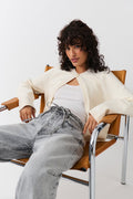 One button knit cardigan - Grey melange