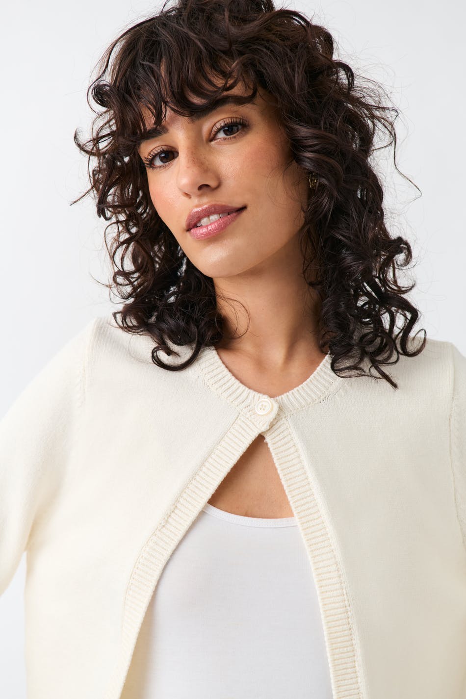 One button knit cardigan - Grey melange