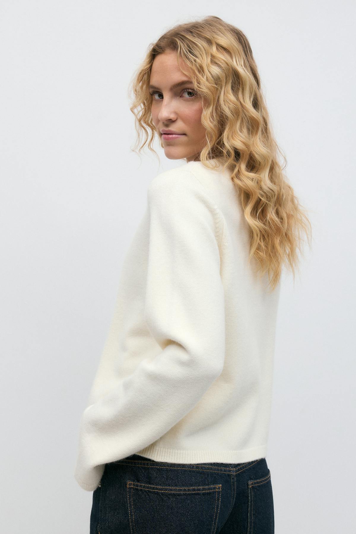 One button knit cardigan - Gardenia