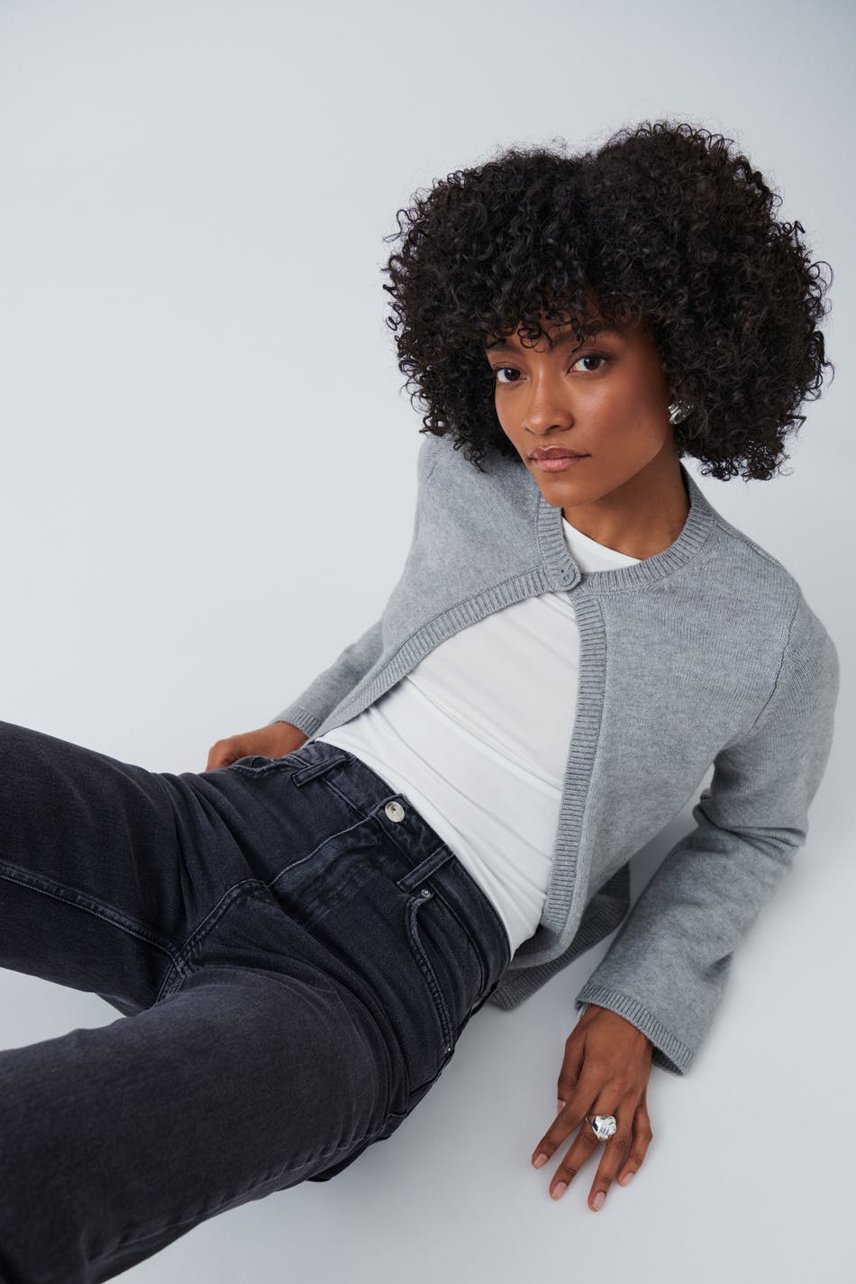 One button knit cardigan - Noir