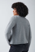 One button knit cardigan - Grey melange