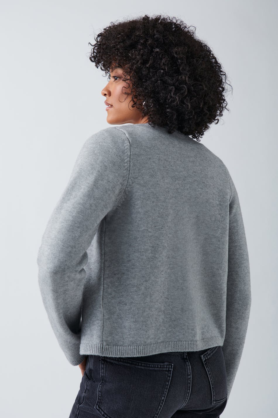 One button knit cardigan - Grey melange