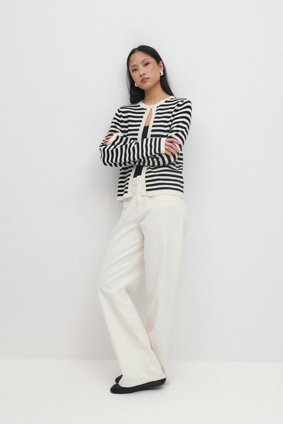 One button knit cardigan - Navy blazer
