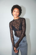 Boatneck lace top - Noir