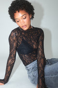 Boatneck lace top - Noir