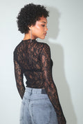 Boatneck lace top - Noir