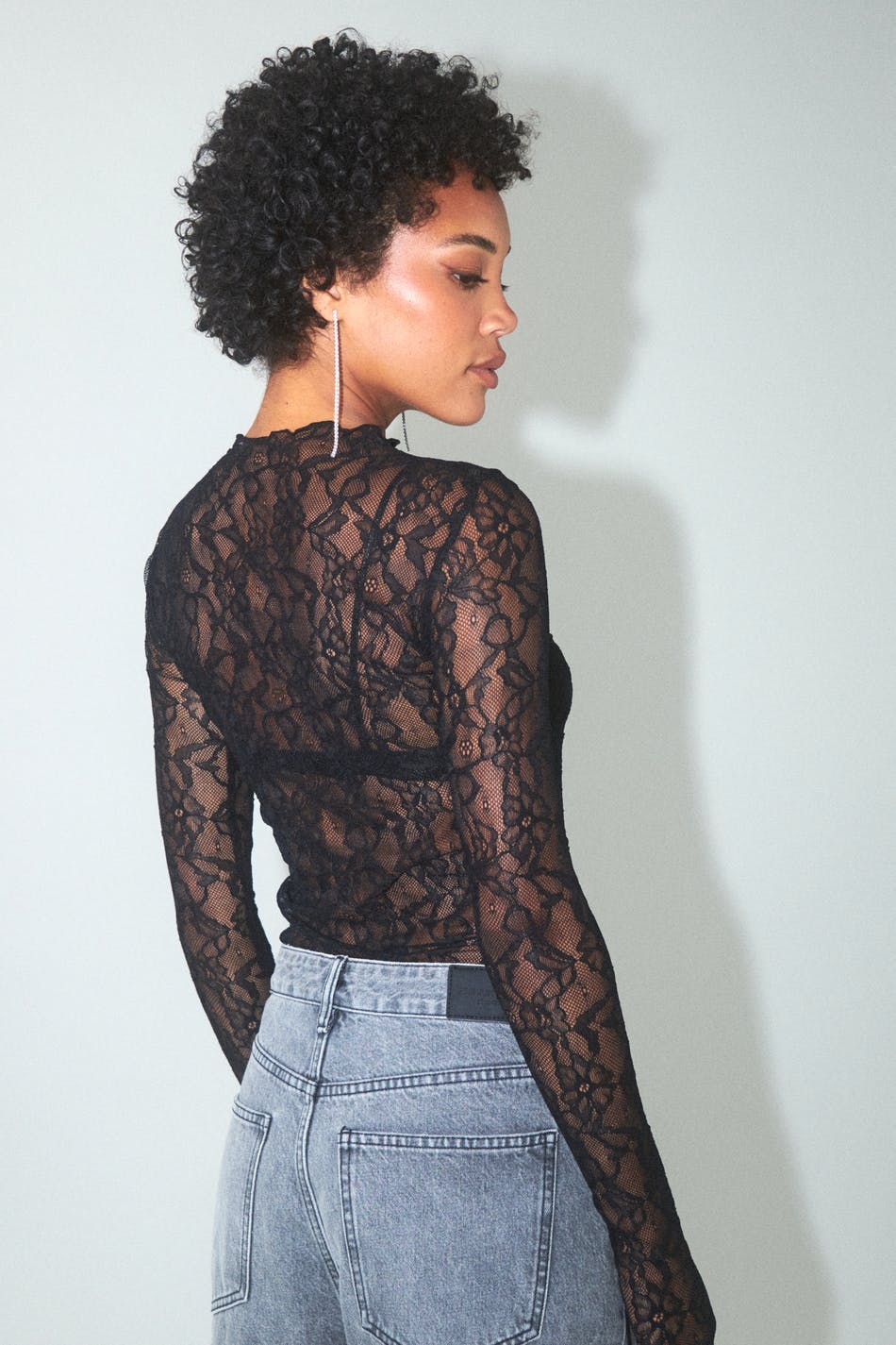 Boatneck lace top - Noir