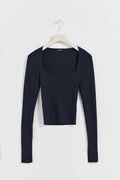 Knitted squareneck top - White swan