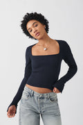 Knitted squareneck top - White swan