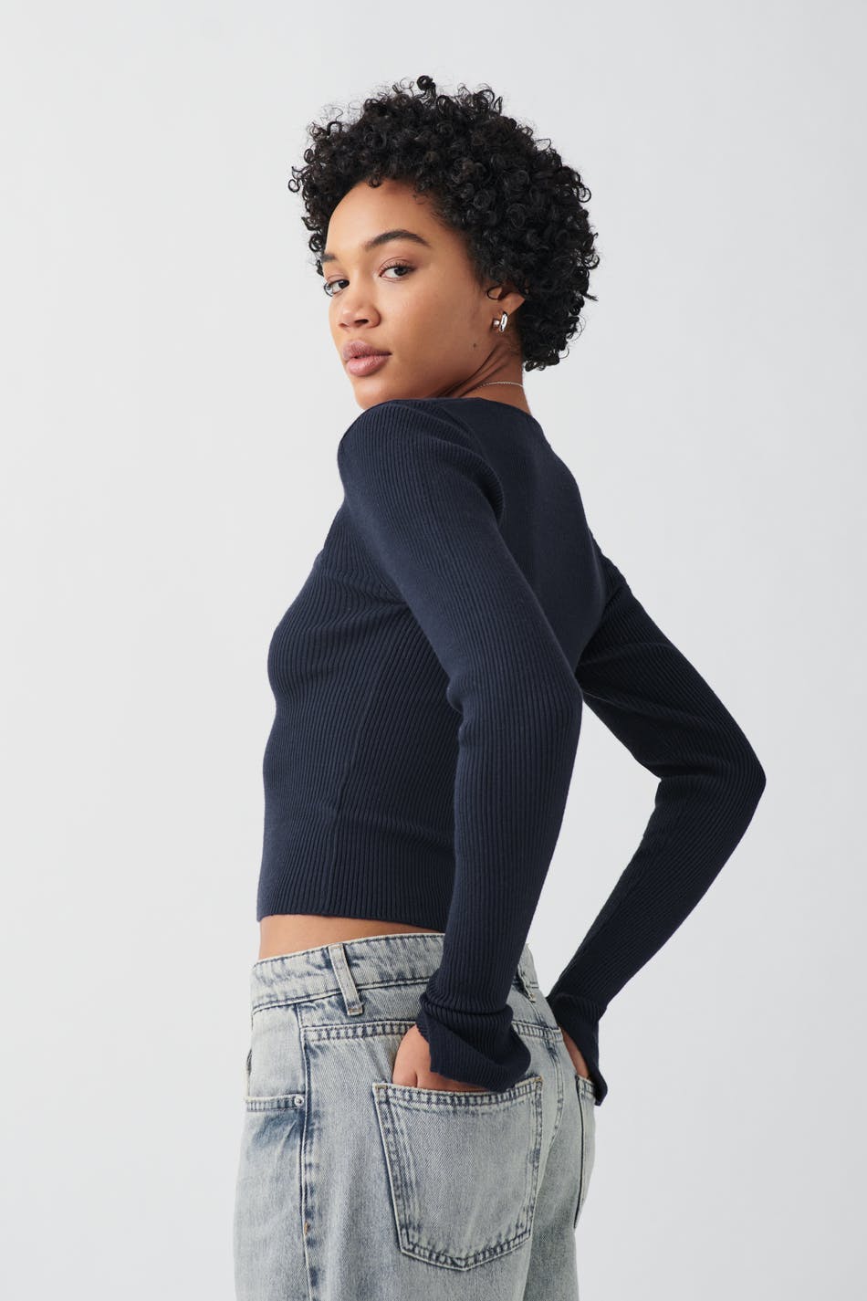 Knitted squareneck top - White swan
