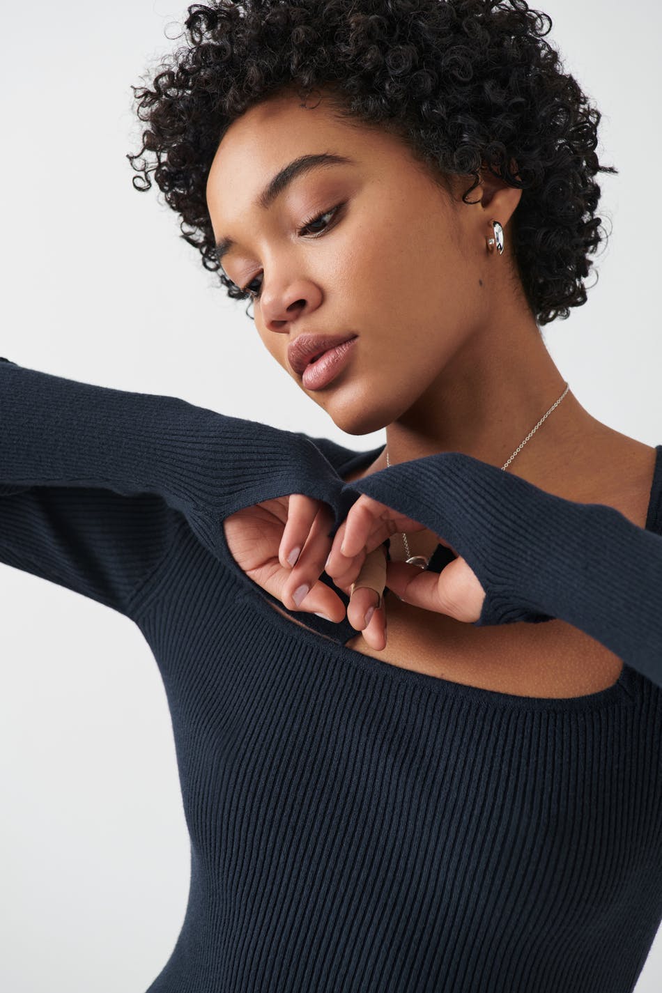 Knitted squareneck top - White swan