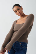 Knitted squareneck top - Silver filigee