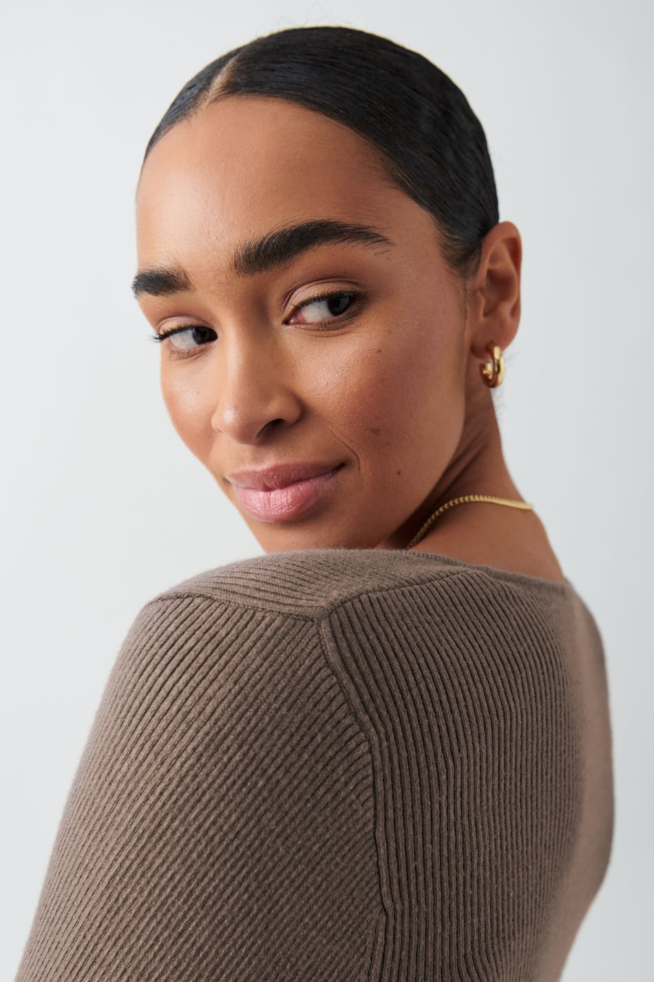 Knitted squareneck top - Silver filigee