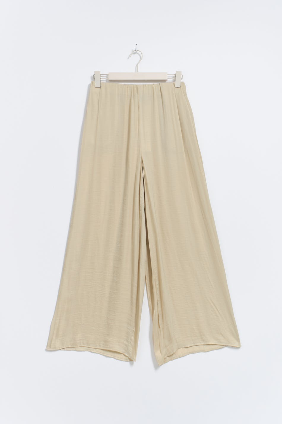 Wide satin trousers - Beige