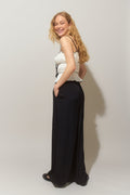Wide satin trousers - Beige