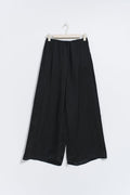 Wide satin trousers - Beige