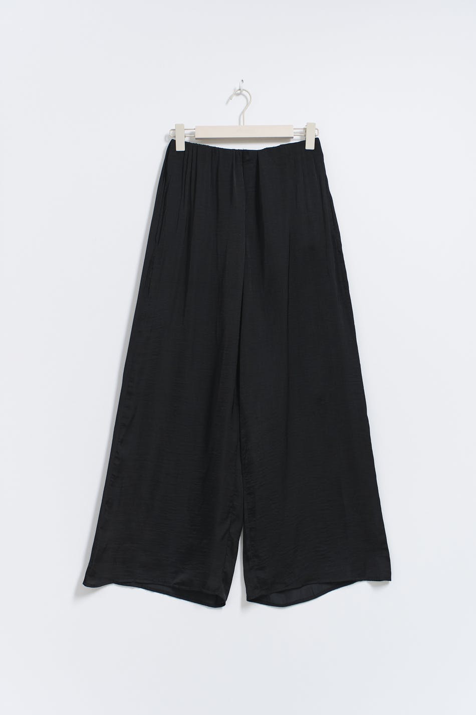 Wide satin trousers - Beige