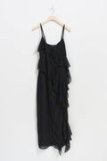 Frill chiffon maxi dress - Noir
