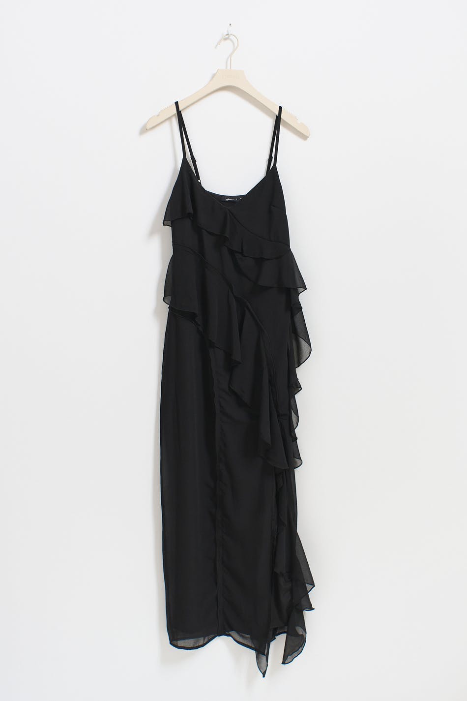 Frill chiffon maxi dress - Noir
