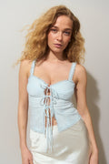 Tie front top - Blanc cassé