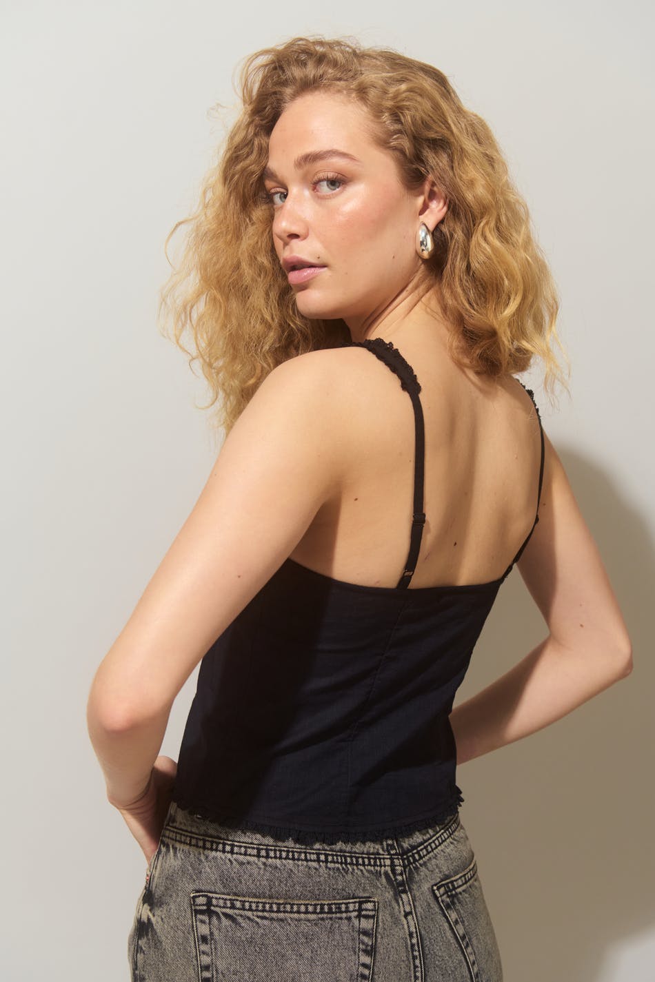 Tie front top - Blanc cassé