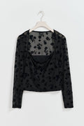 Burnout square neck top - Noir