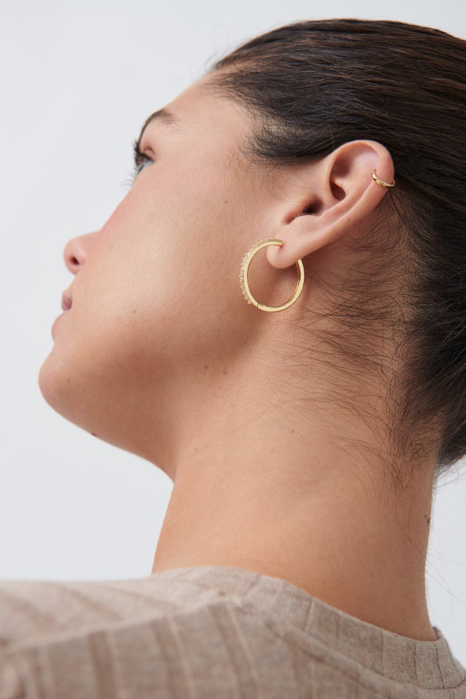 Rhinestone hoops earrings - Doré