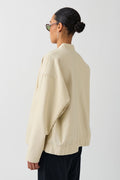Linen blend bomber jacket - Linen beige