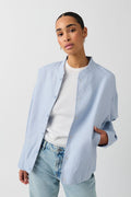 Linen blend bomber jacket - Zen blue