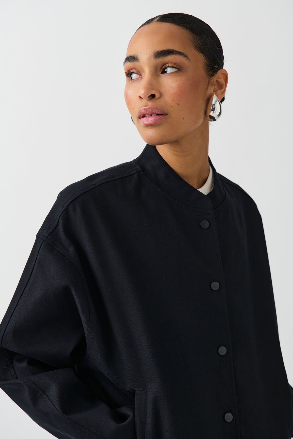 Linen blend bomber jacket - Noir