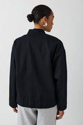 Linen blend bomber jacket