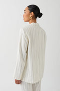 Texture linen blend blazer - White/stripe