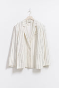 Texture linen blend blazer - White/stripe