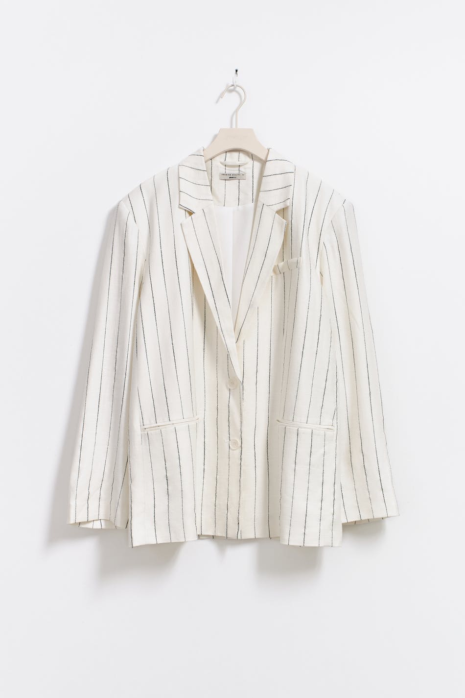 Texture linen blend blazer - White/stripe