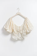 Puff sleeve blouse - Cream dot aop