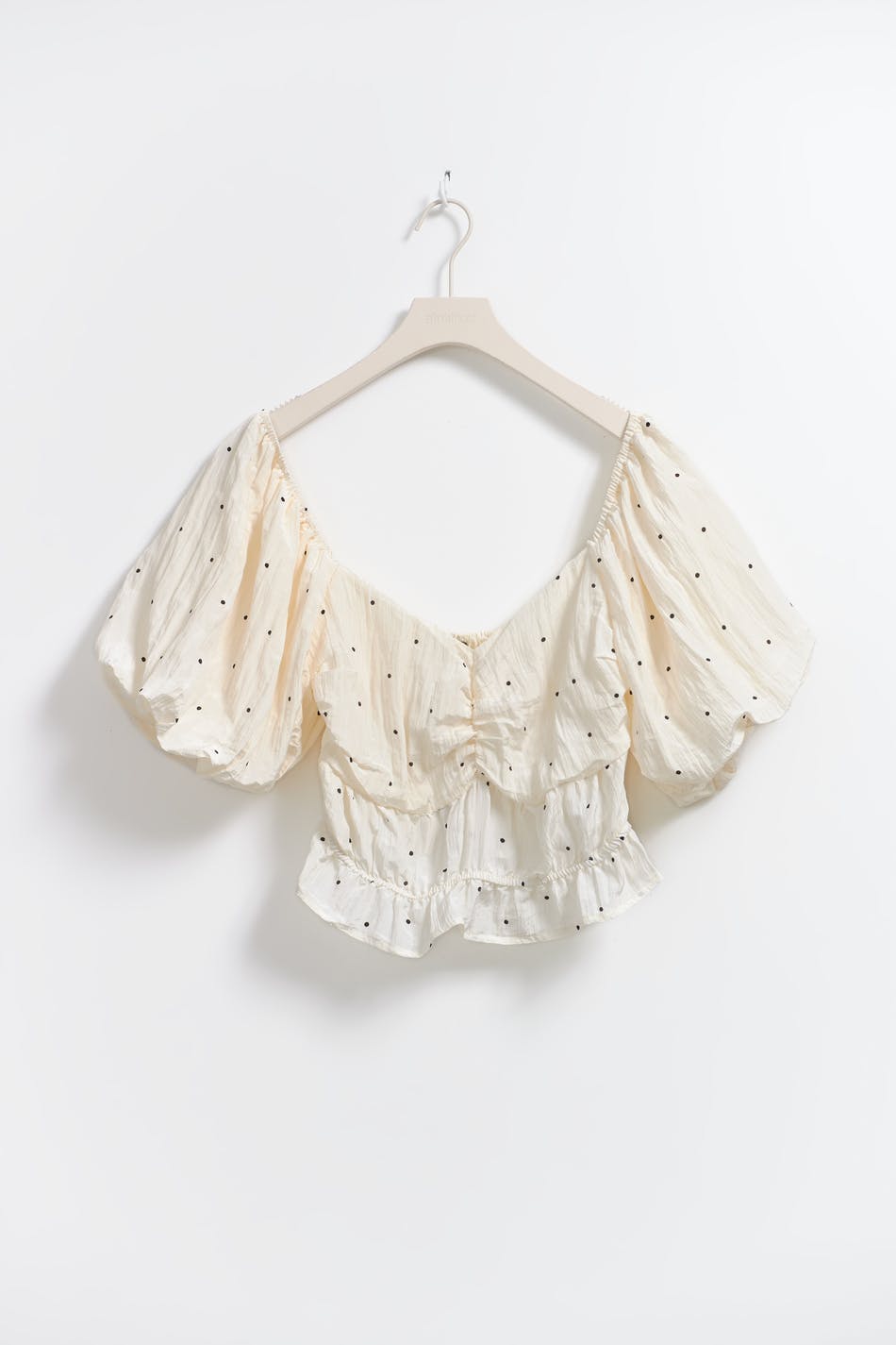 Puff sleeve blouse - Cream dot aop