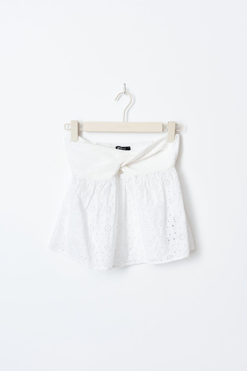 Twisted anglaise top - Blanc