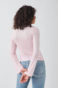 Tie front long sleeve top - Zen blue