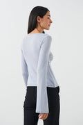 Tie front long sleeve top - Noir