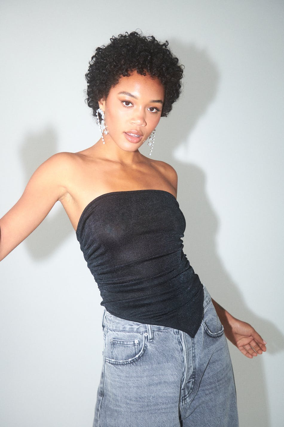 Asymmetric tube top - Noir