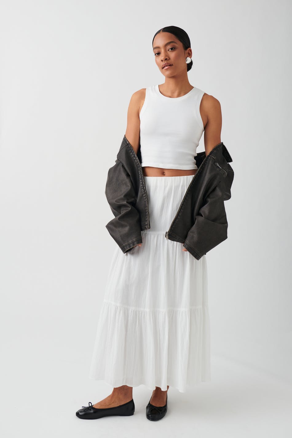 maxi cotton skirt - Noir