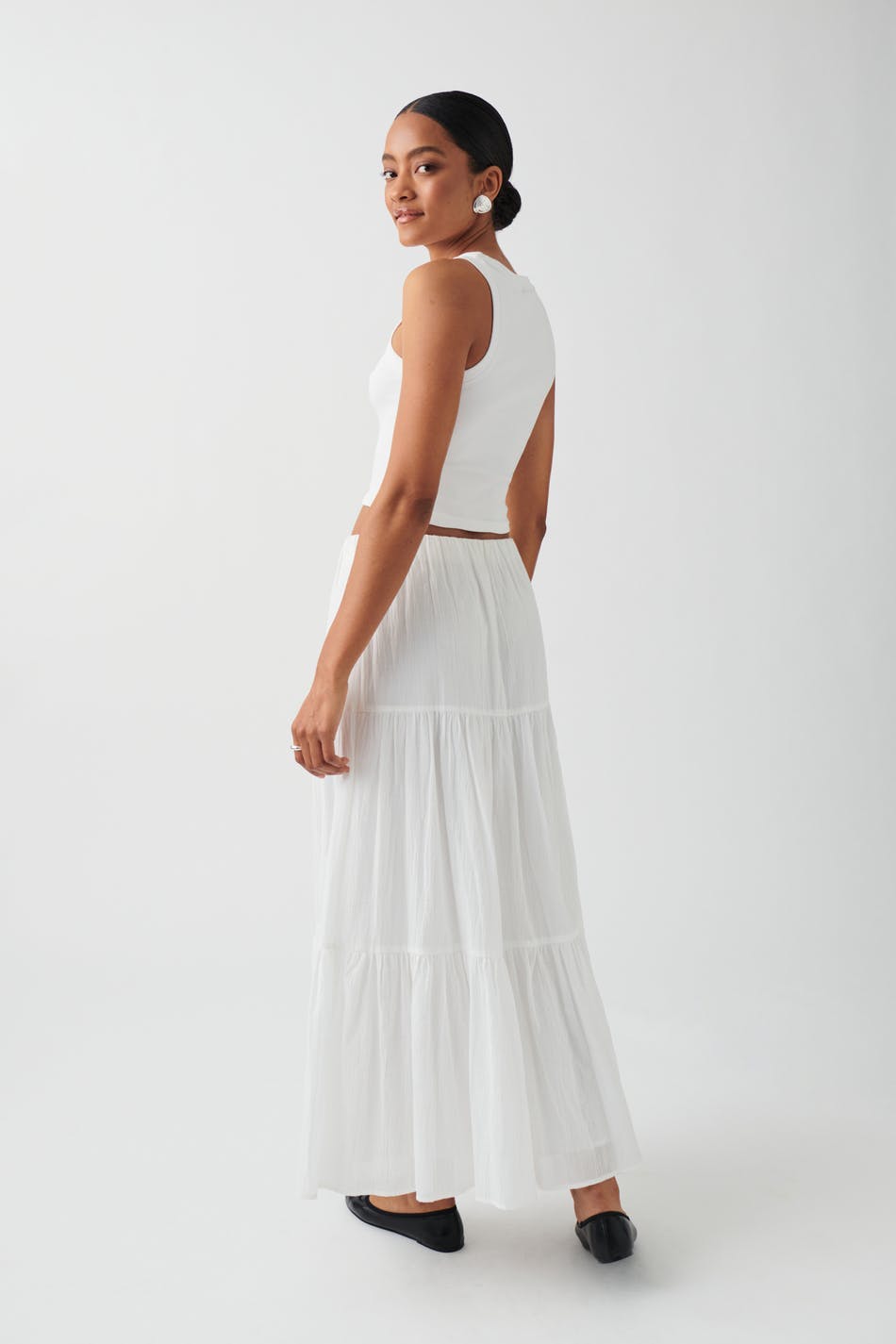 maxi cotton skirt - Blanc