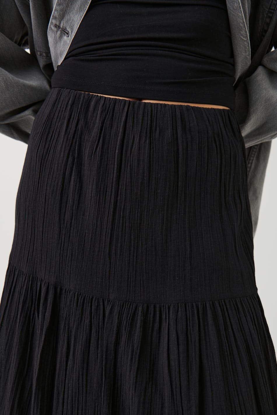 maxi cotton skirt - Noir