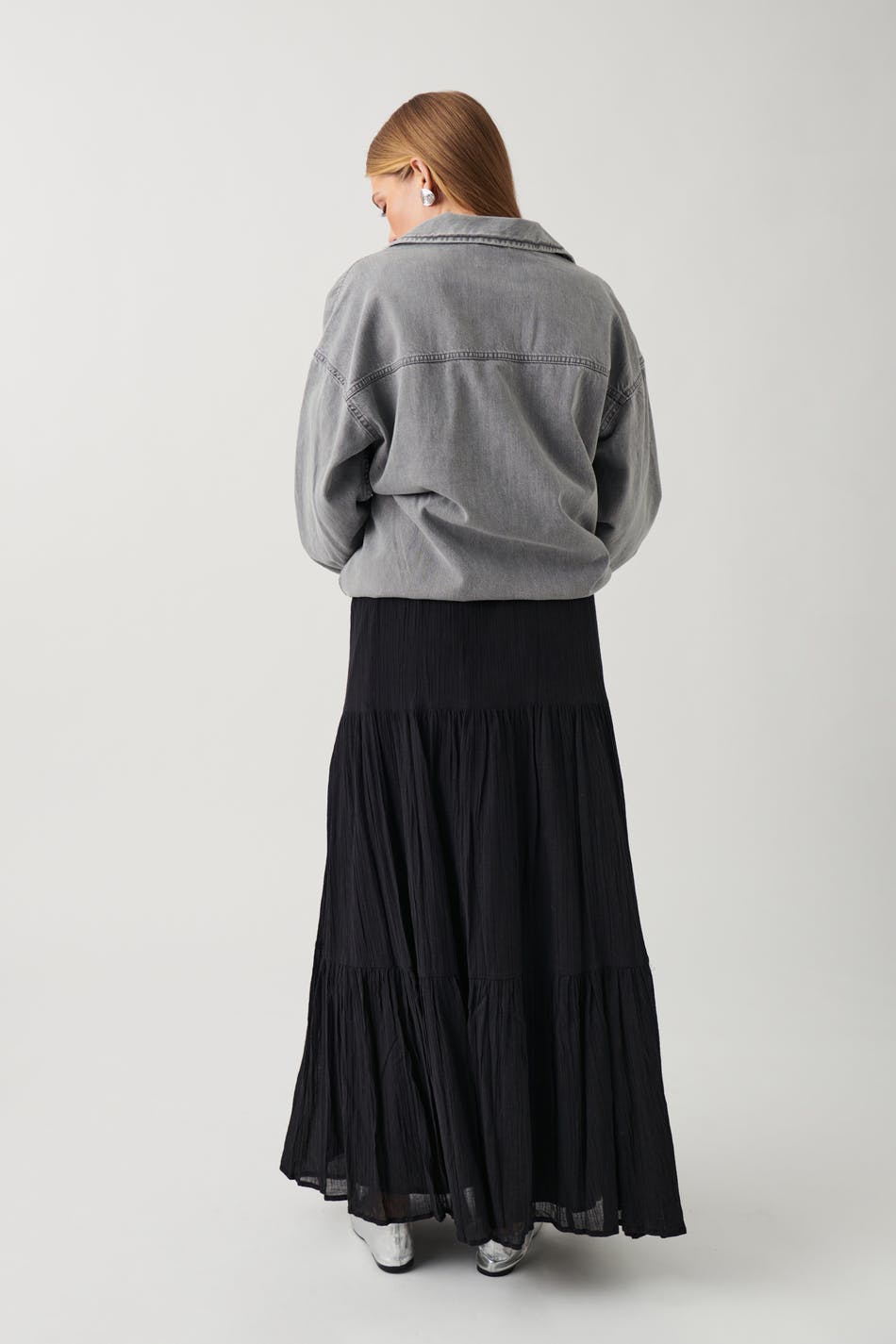 maxi cotton skirt - Noir