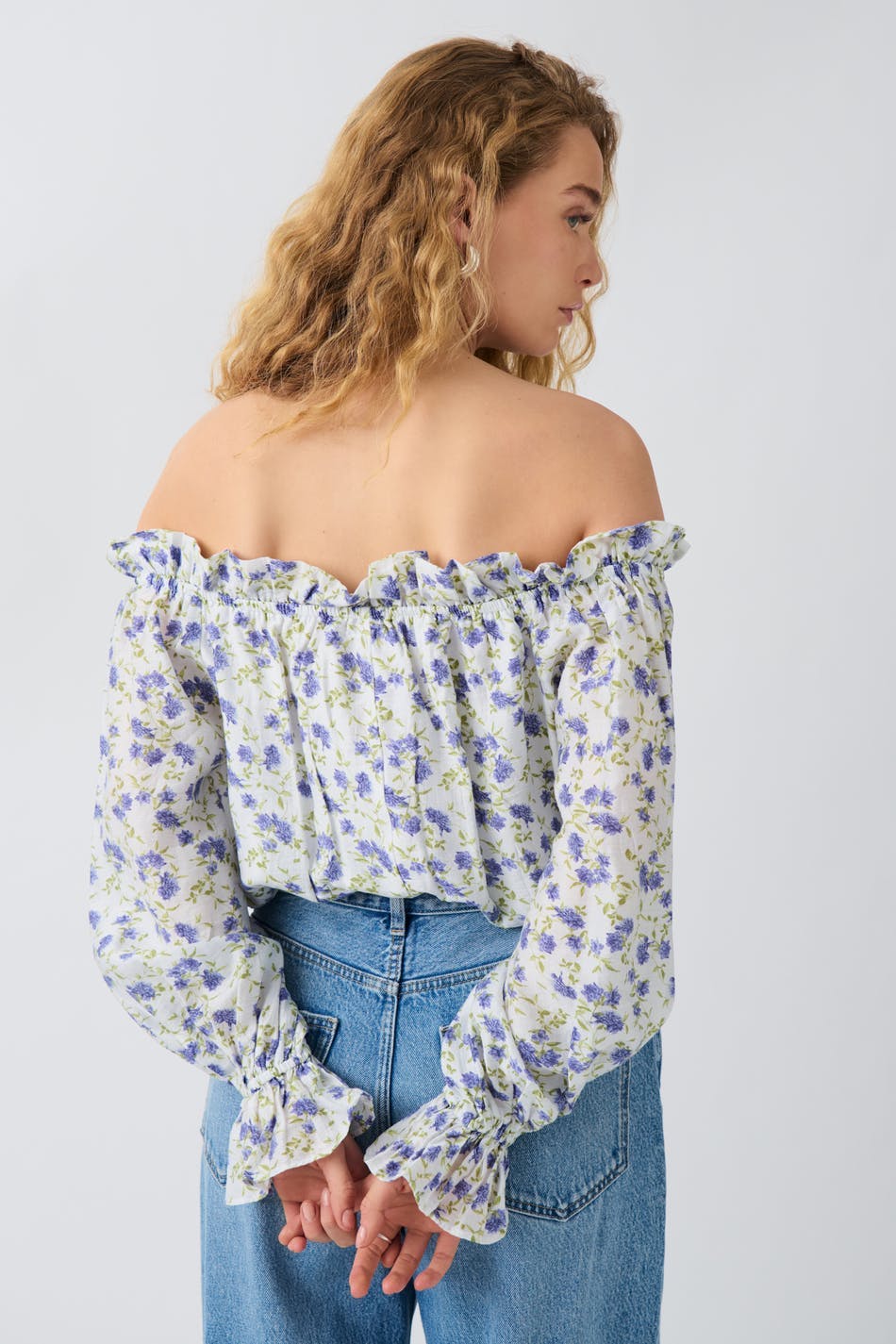 Off shoulder blouse - Flower aop