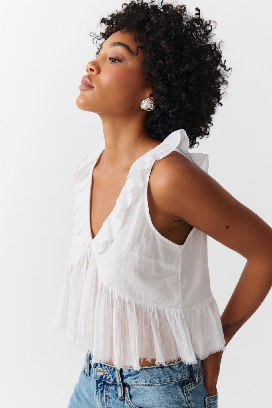 Frill top - Blanc