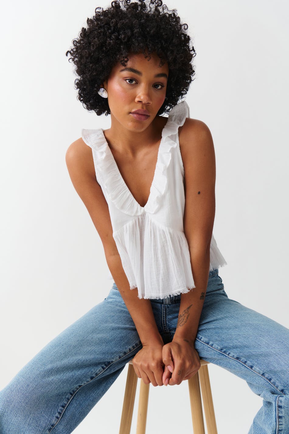 Frill top - Blanc