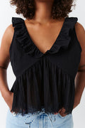 Frill top - Noir