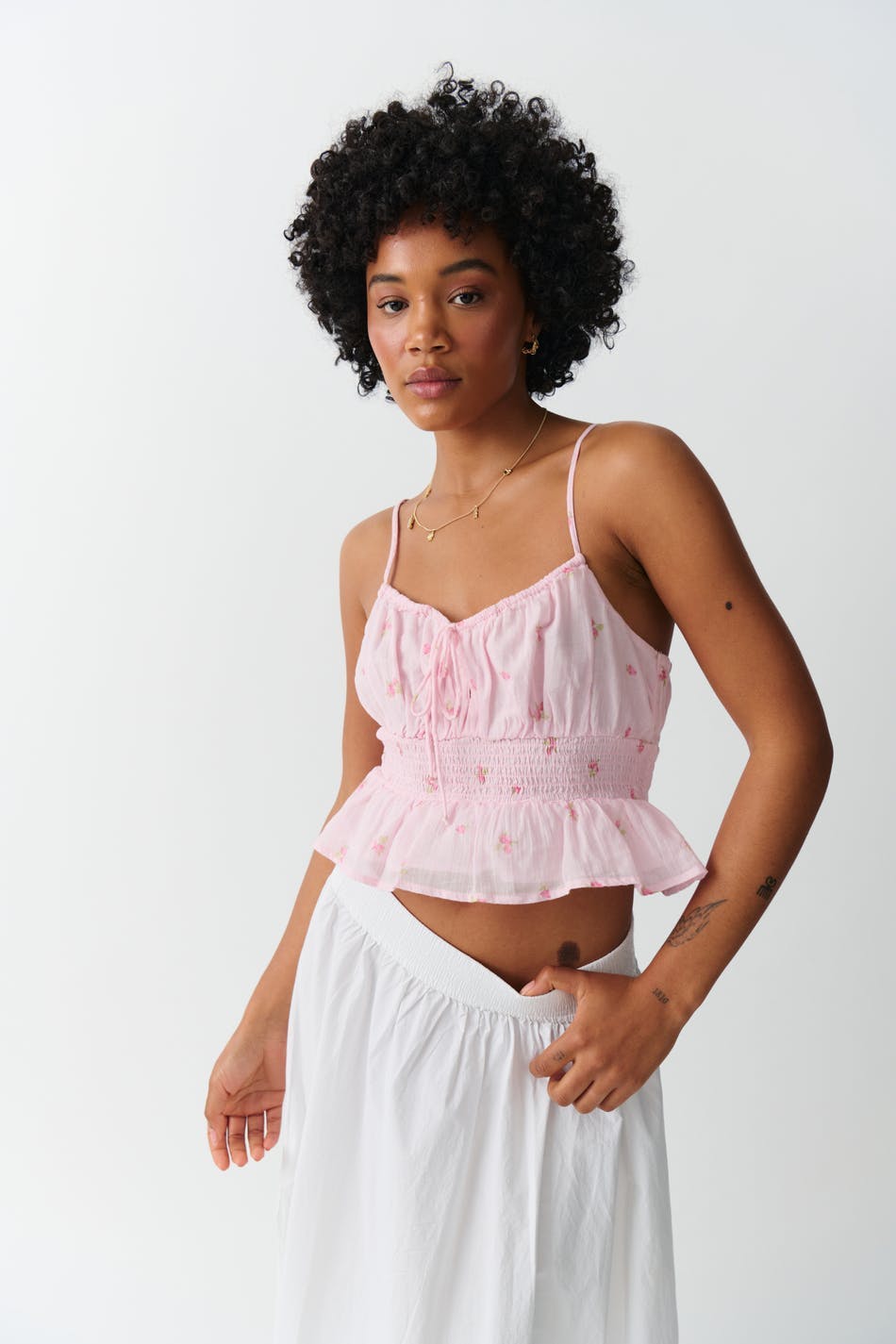 Gauze top - Pink garden