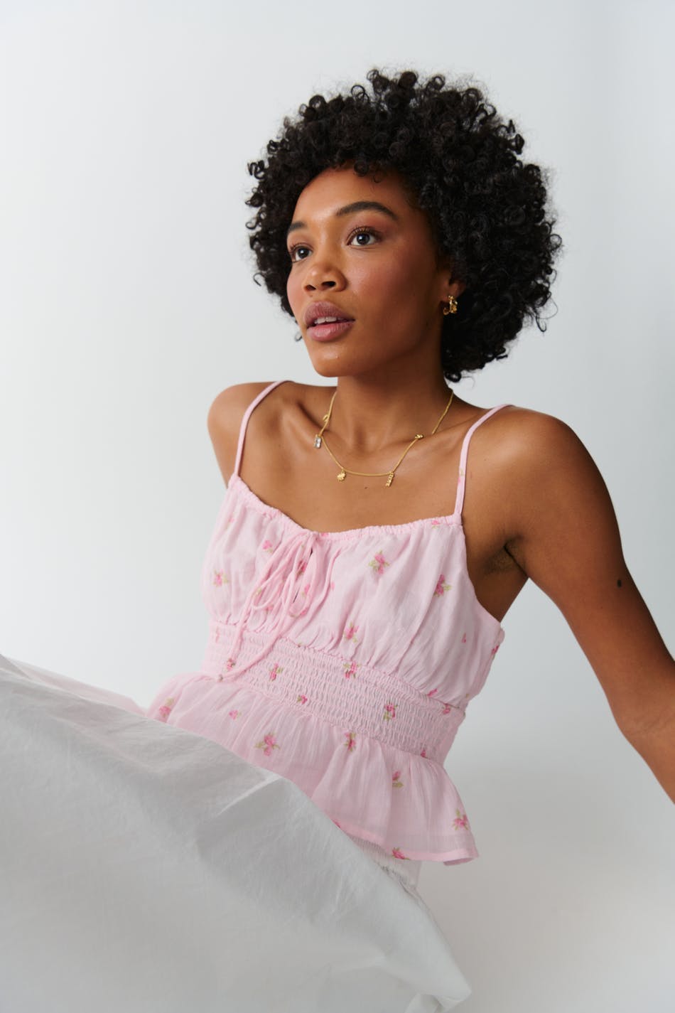 Gauze top - Pink garden